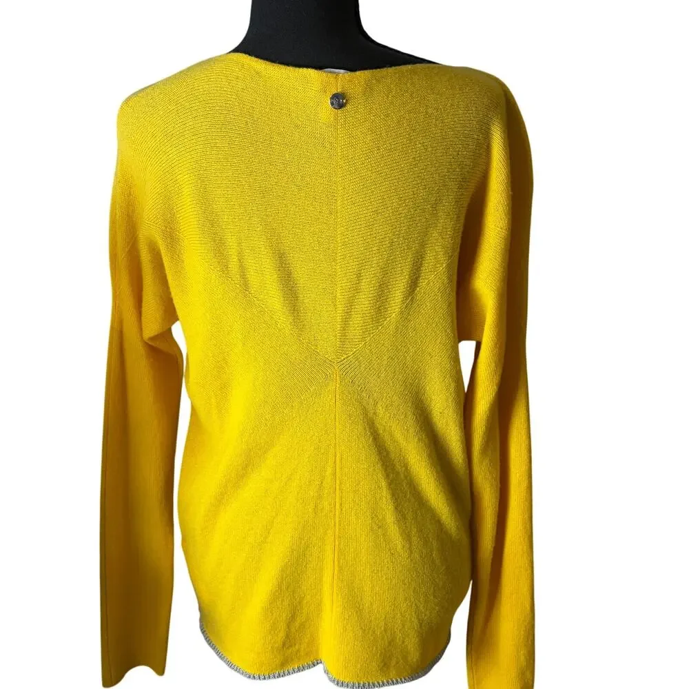 Escada Sport Softina Cashmere Sweater Medium Yellow Batwing Dolman Knit Top Luxe
